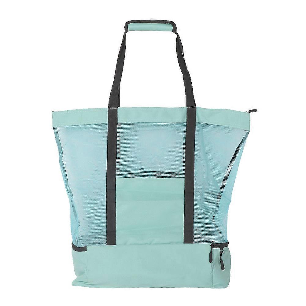 Double Layers Mesh Tote Bag Insulated Cooler Compartment For Picnic Lightweight Mesh Tote Thermal Lining