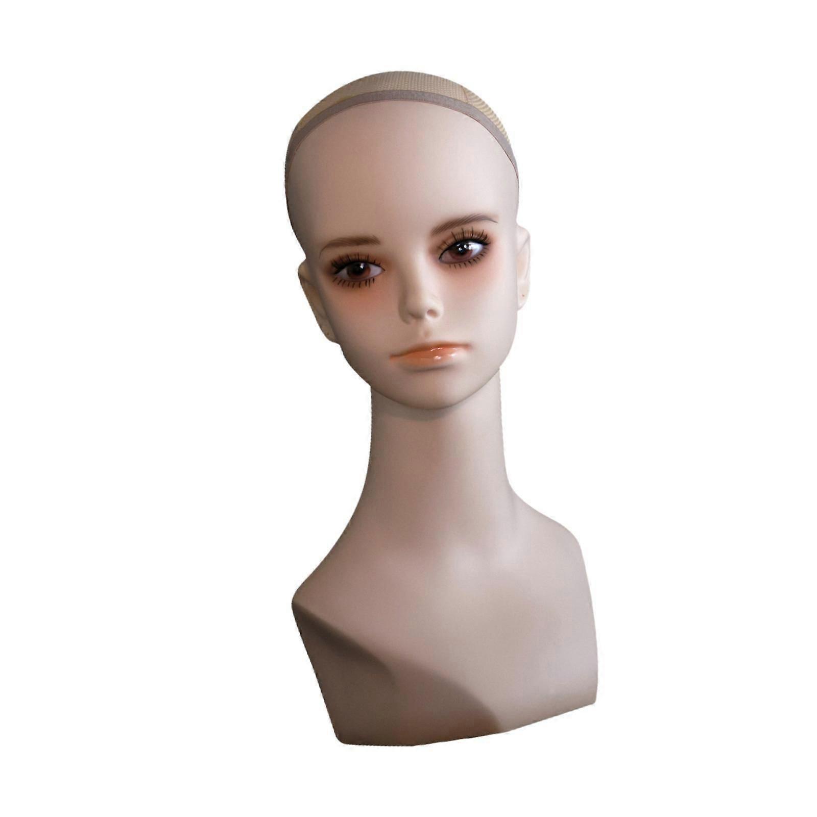 Female Mannequin Head with Shoulder Window Display Head for Hair Styling Cap