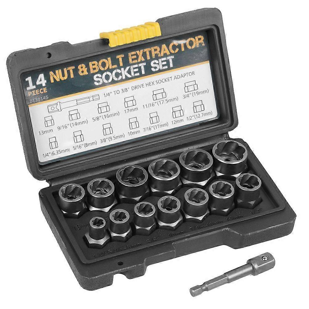 14 stuks Kraft Schraubendreherer Nut Socket Nut Extractor Link Extractor 6.35-19mm