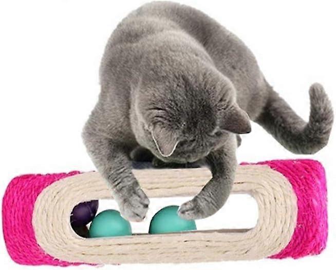 Cat Kitten Toys Rolling Sisal Scratch Board Roller with 3 Ball Exercise Training Tool