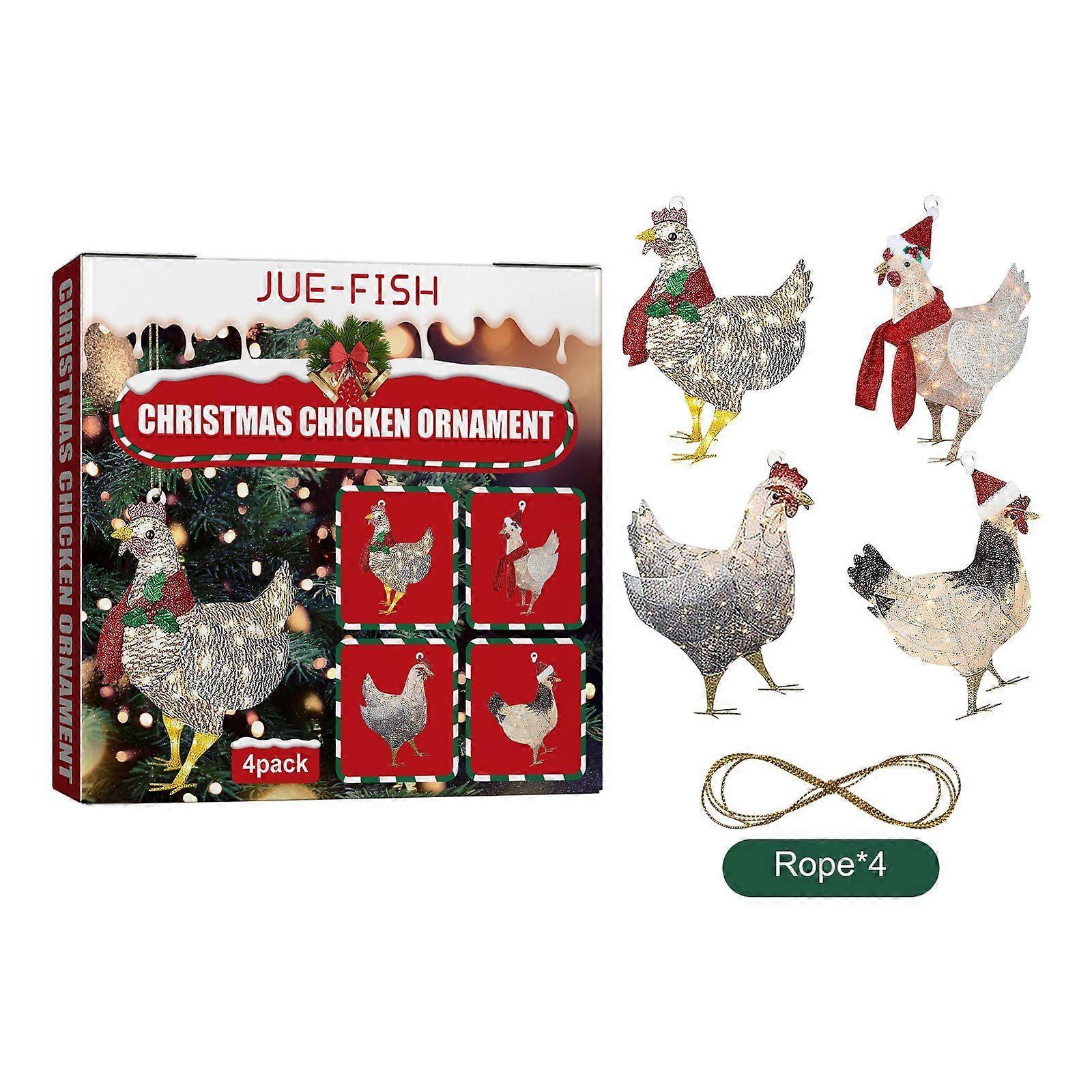 4PCS Noël Echarpe Poulet Pendentif Set Accueil Fête de Noël Arbre de Noël Atmosphère Décoration Poulet Pendentif