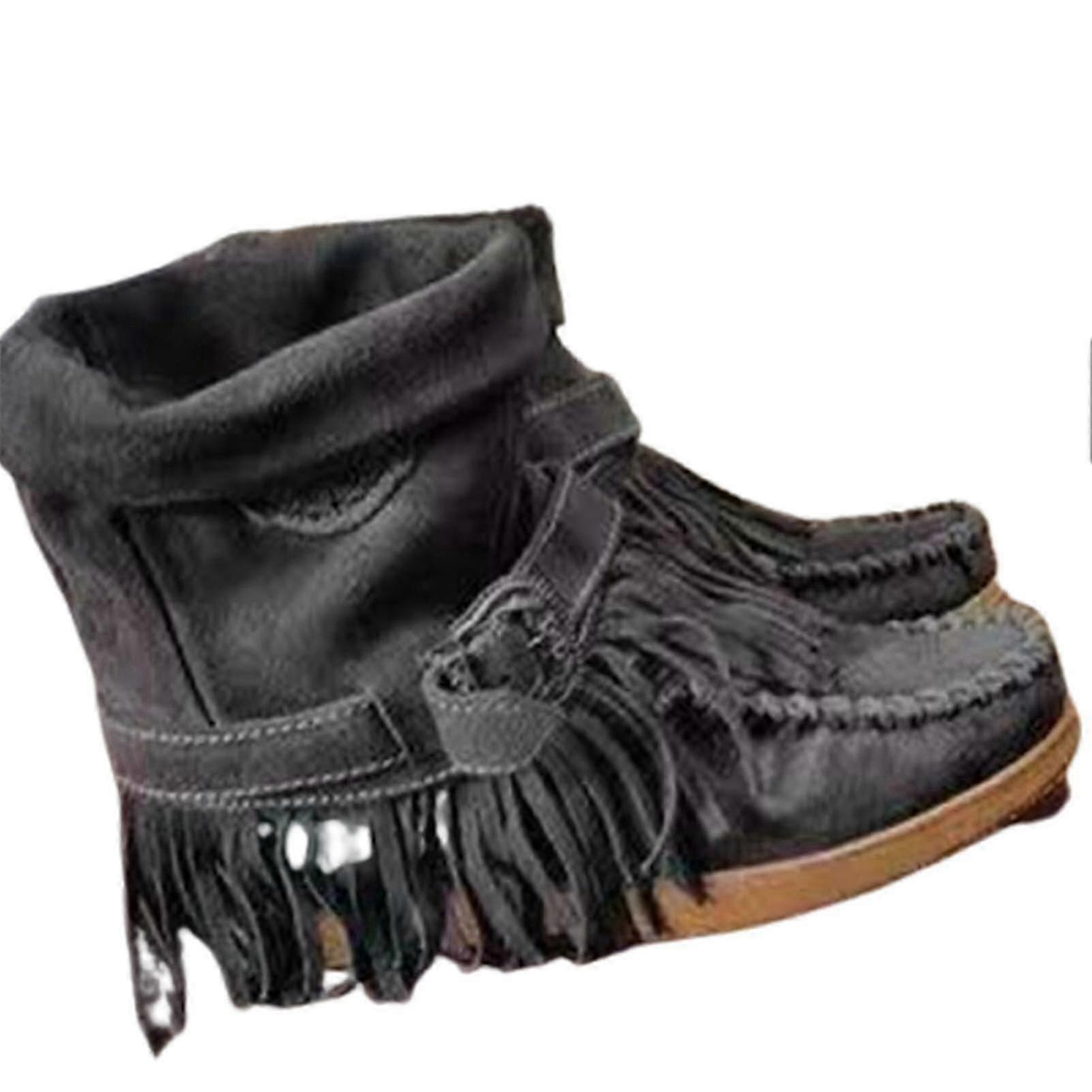 Botas de camurça femininas com tassel luxo vintage sapatos foscos não escorregam sapatos na moda