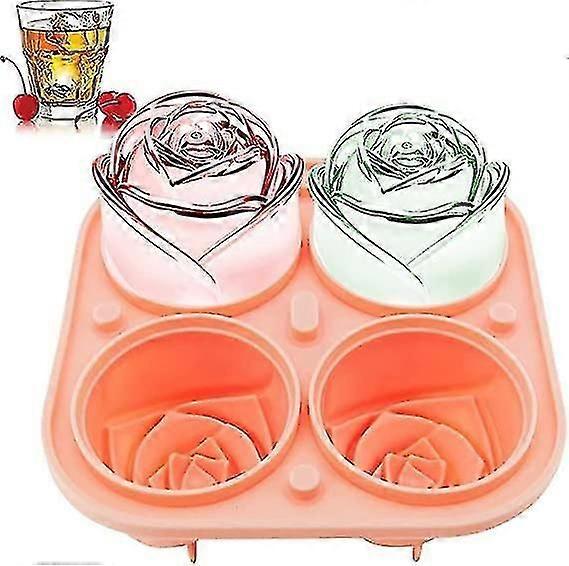 3D Rose Ice Molds , Large Ice Cube Trays, Make 4 Giant Cute Flower Shape Ice, Pink,2024 Ping