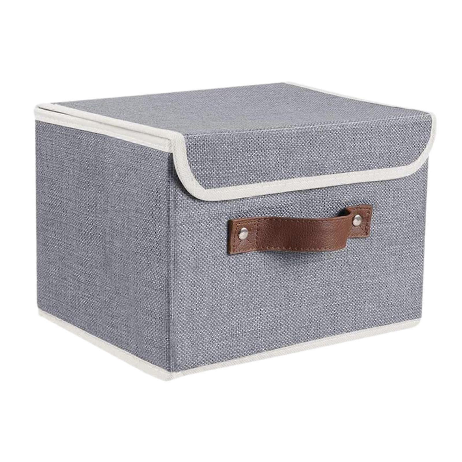 Storage Bin with Lid Storage Box with PU Leather Handle Rectangle Decorative