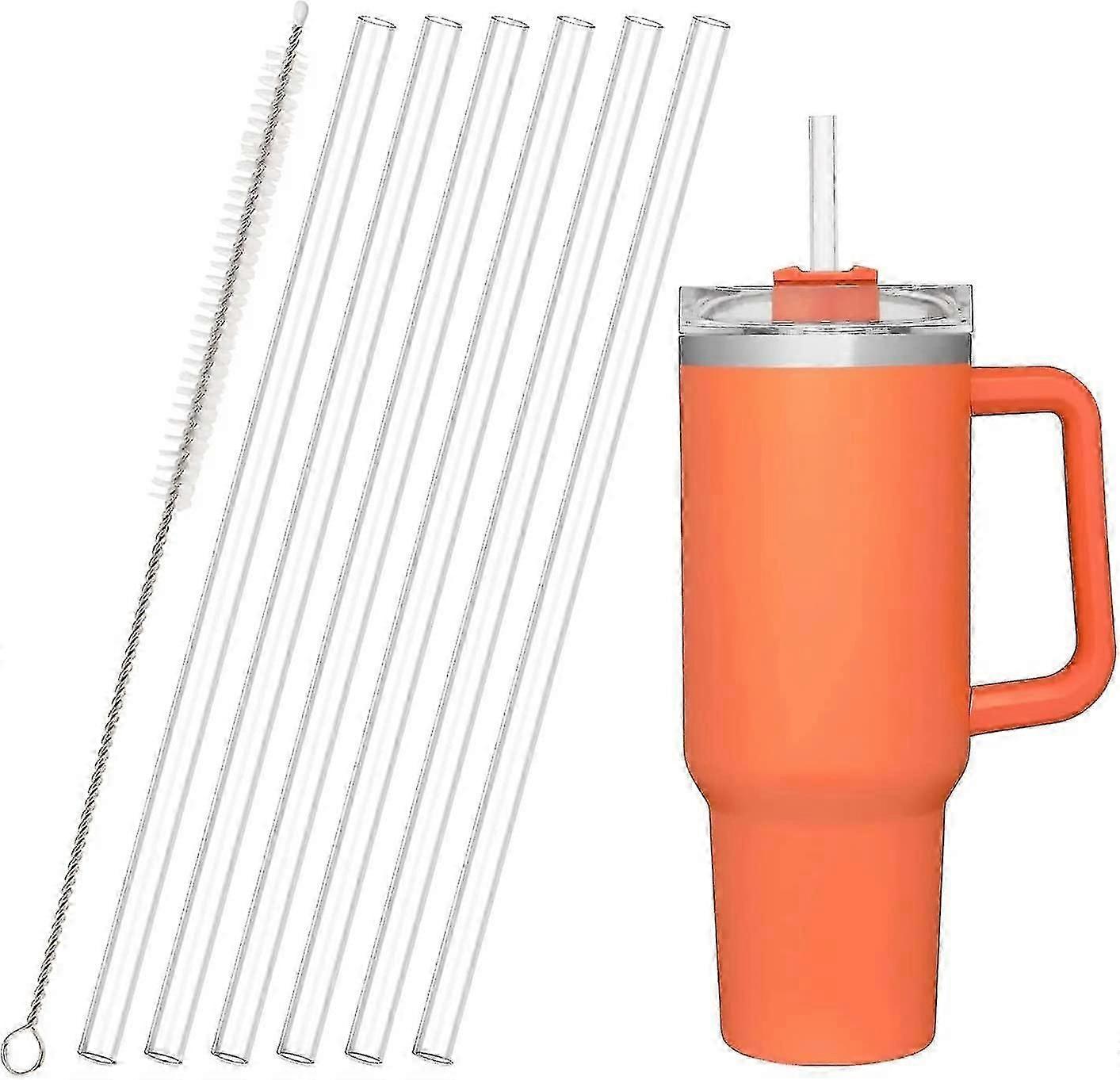 קשיות חלופיות לסטנלי 40 30oz Adventure Quencher Travel Tumbler 6pack, קשיות שקופות לשימוש חוזר עם מברשת ניקוי, תואמות ל-Stanley Cu