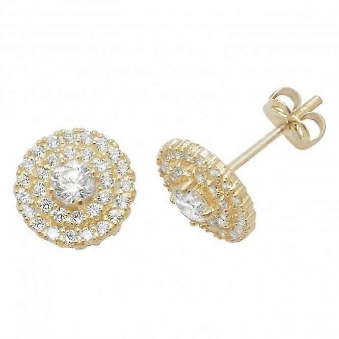 9ct Yellow Gold Zirconia Round Stud Earrings ES443