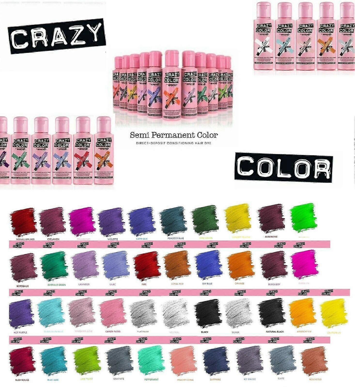 6 x Crazy Color Semi Permanent Hair Dye 100ml - Peppermint