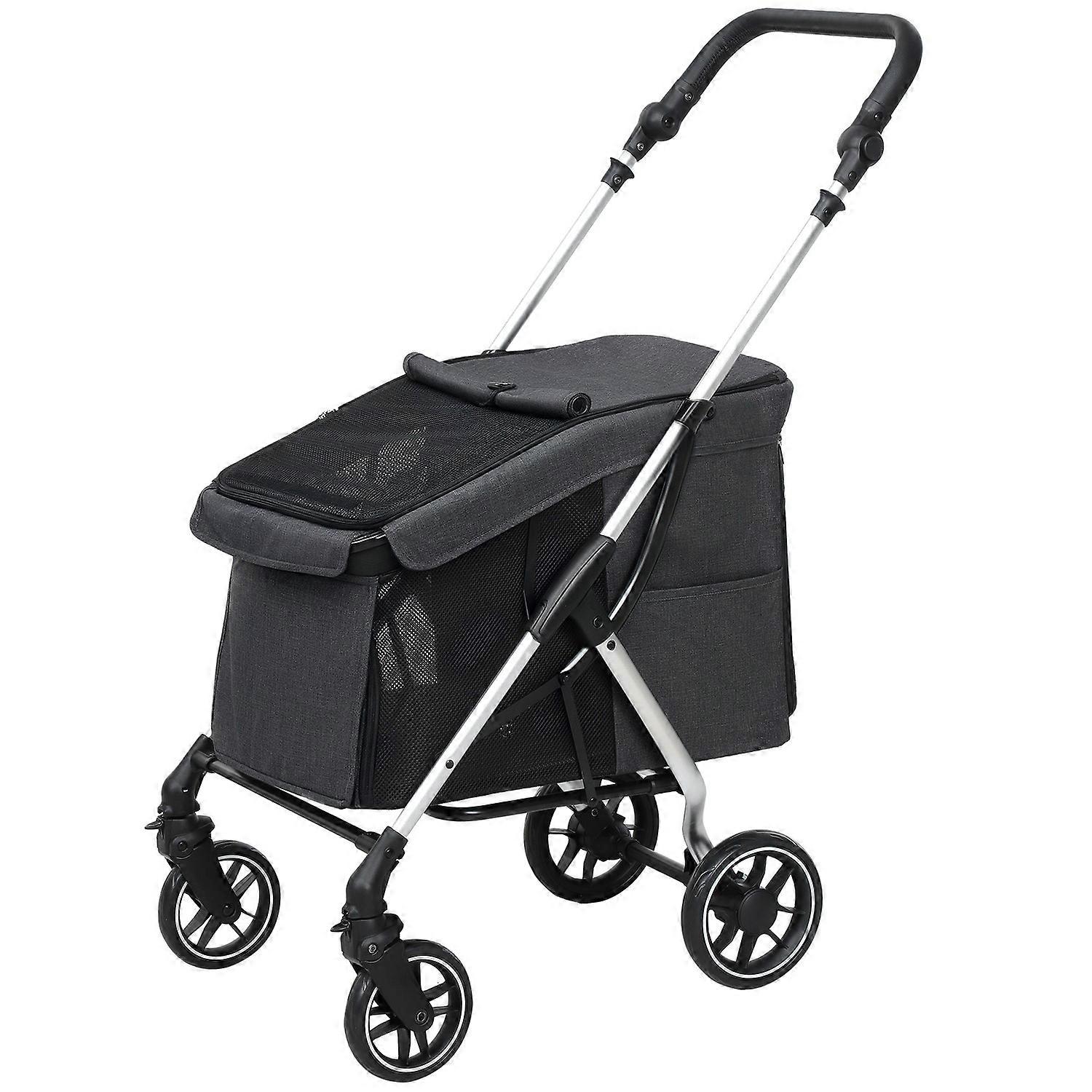 Dog stroller, lightweight aluminium dog stroller, foldable for dogs and cats up to 10 kg, cat stroller with