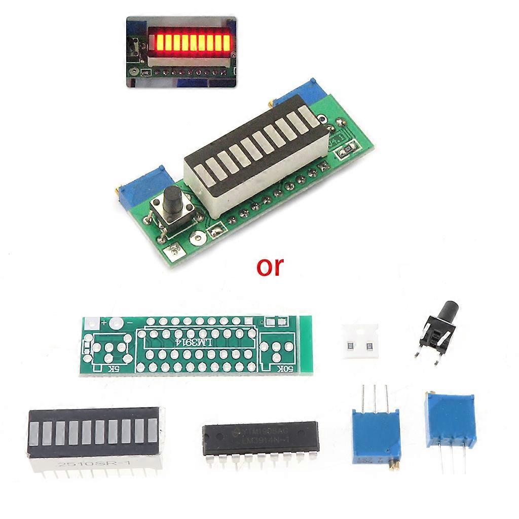 Diy Kits LM3914 3.7V Lithium Battery Capacity Indicator Module Tester LED Displa Red
