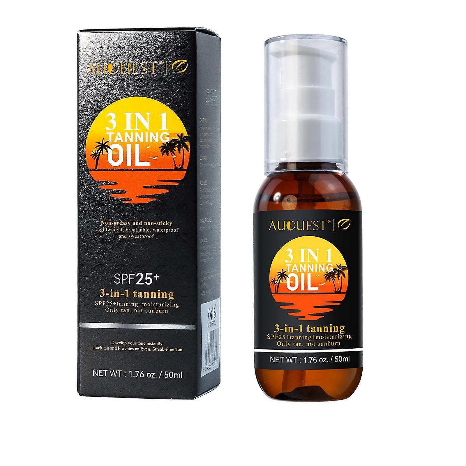 Three-in-one tanning oil