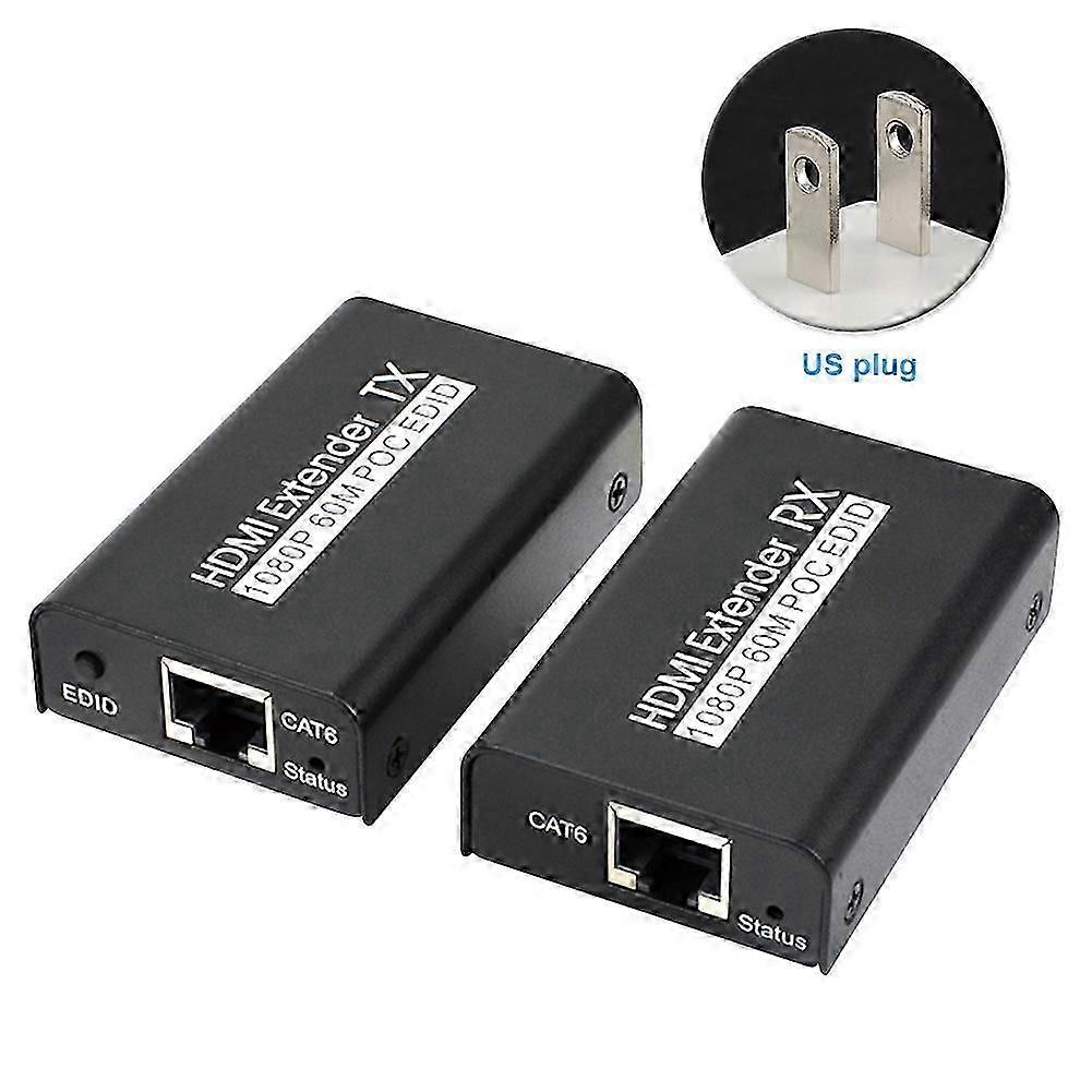 1080P 60m Over Ethernet Adapter Network Transmitter Plug And Play Receiver No Delay  Extender POC EDID Full HD Professional