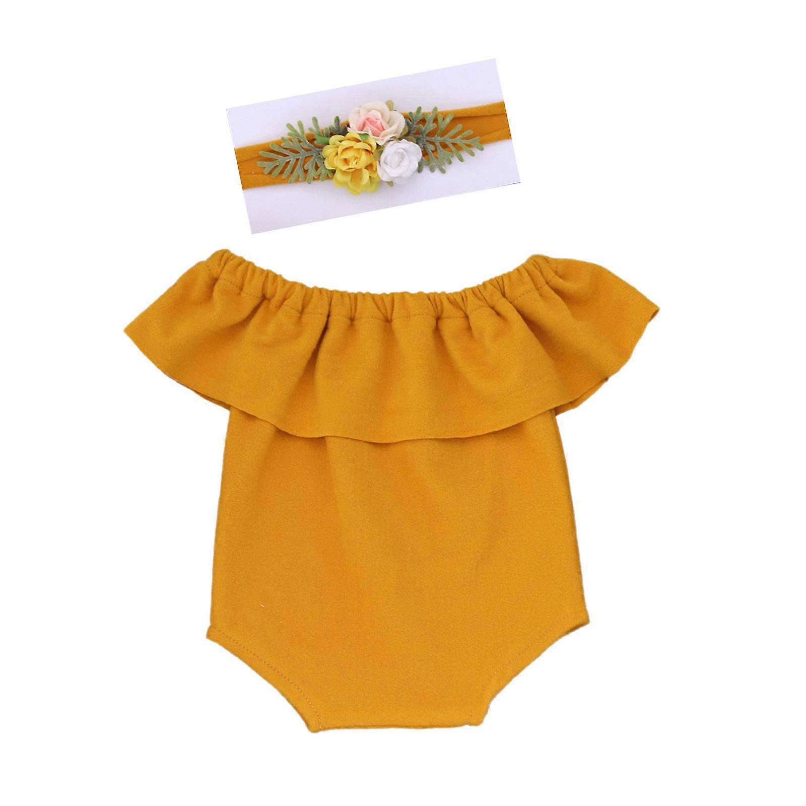 Soft and Comfortable Newborns Photography Outfit Set with Matching Headband Photography Props for Memorable Photoshoots Yellow
