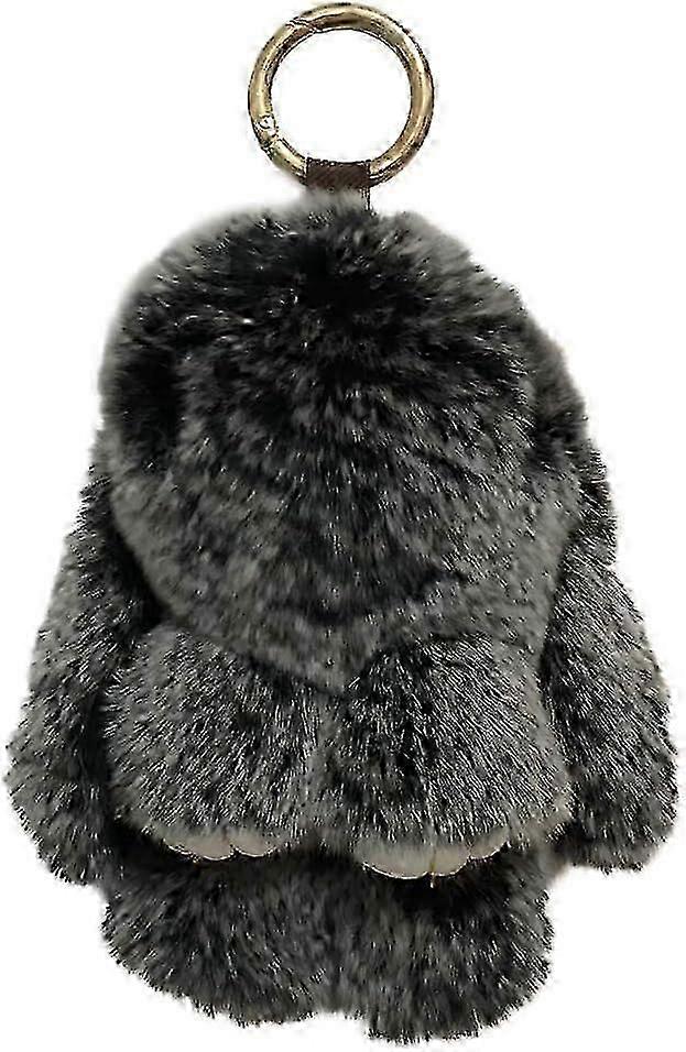 Adorable Sqclv Bunny Keyring With Soft Rex Rabbit Fur For Car Handbag Accessory