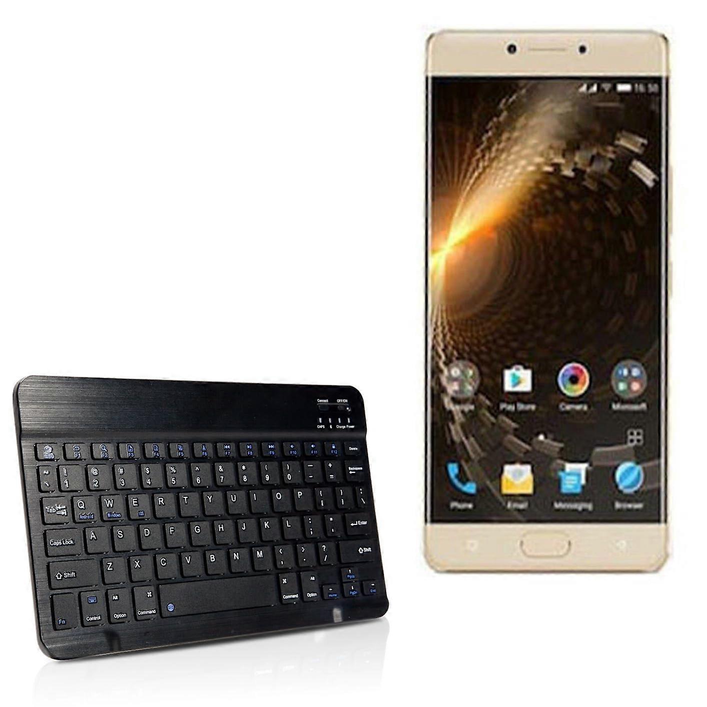 Keyboard Compatible with QMobile M6 Lite - SlimKeys Portable Bluetooth Keyboard with Chiclet Keys in Jet Black, Thin Design