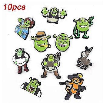 10 Pcs Shrek Thème Crocs Chaussures Charmes Mignon Chaussure Sandales Décoration Charmes Cadeaux D’anniversaire Chaussures Accès
