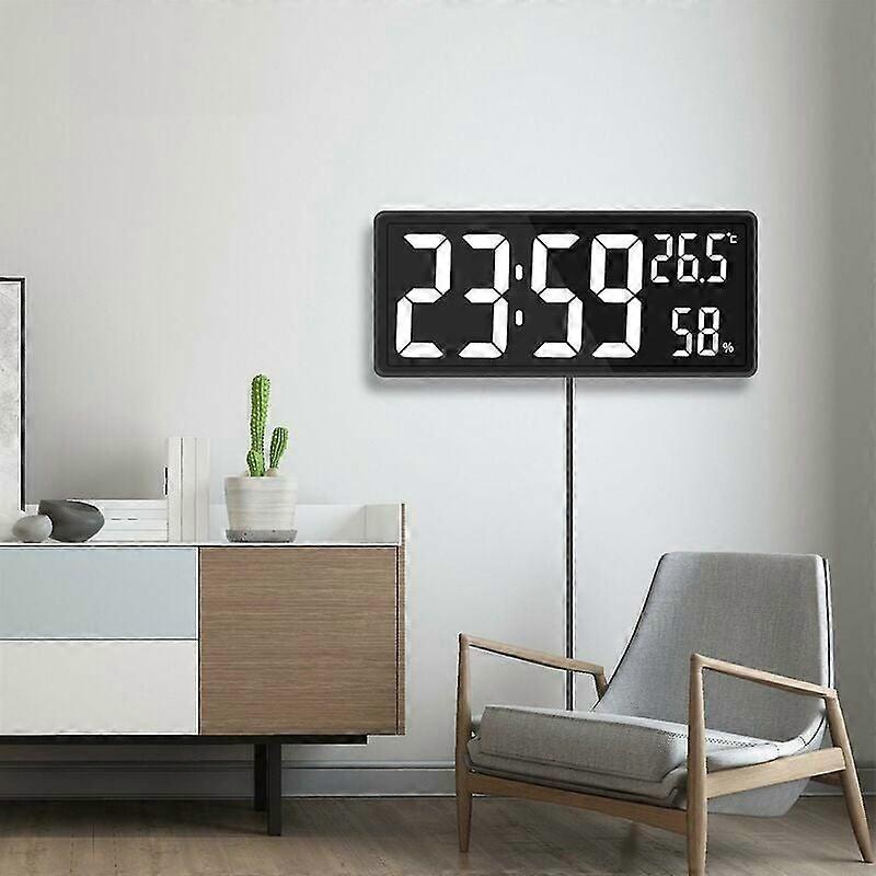 Orologio da parete digitale a LED, display a grandi cifre, bianco per interni di uffici