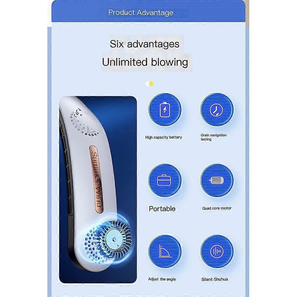 Portable Hand Free Personal Neck Fan (White)