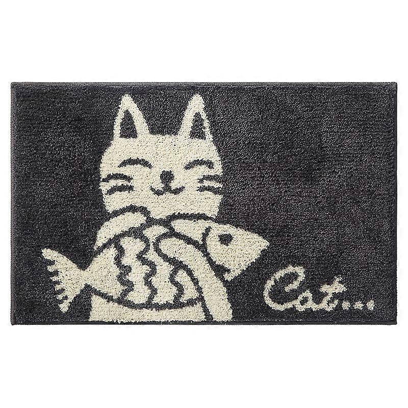 Bath Mat Bath Mat, Absorbent Non-Slip Mat, Cat Holding a Fish 45*65cm