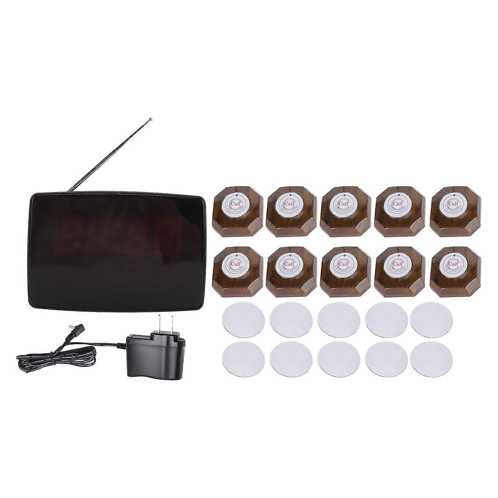 Wireless Calling System Caregiver Button Patient Call Bell with 10 Waterproof Pagers 1 Display Receiver for Restaurant Nursing Home