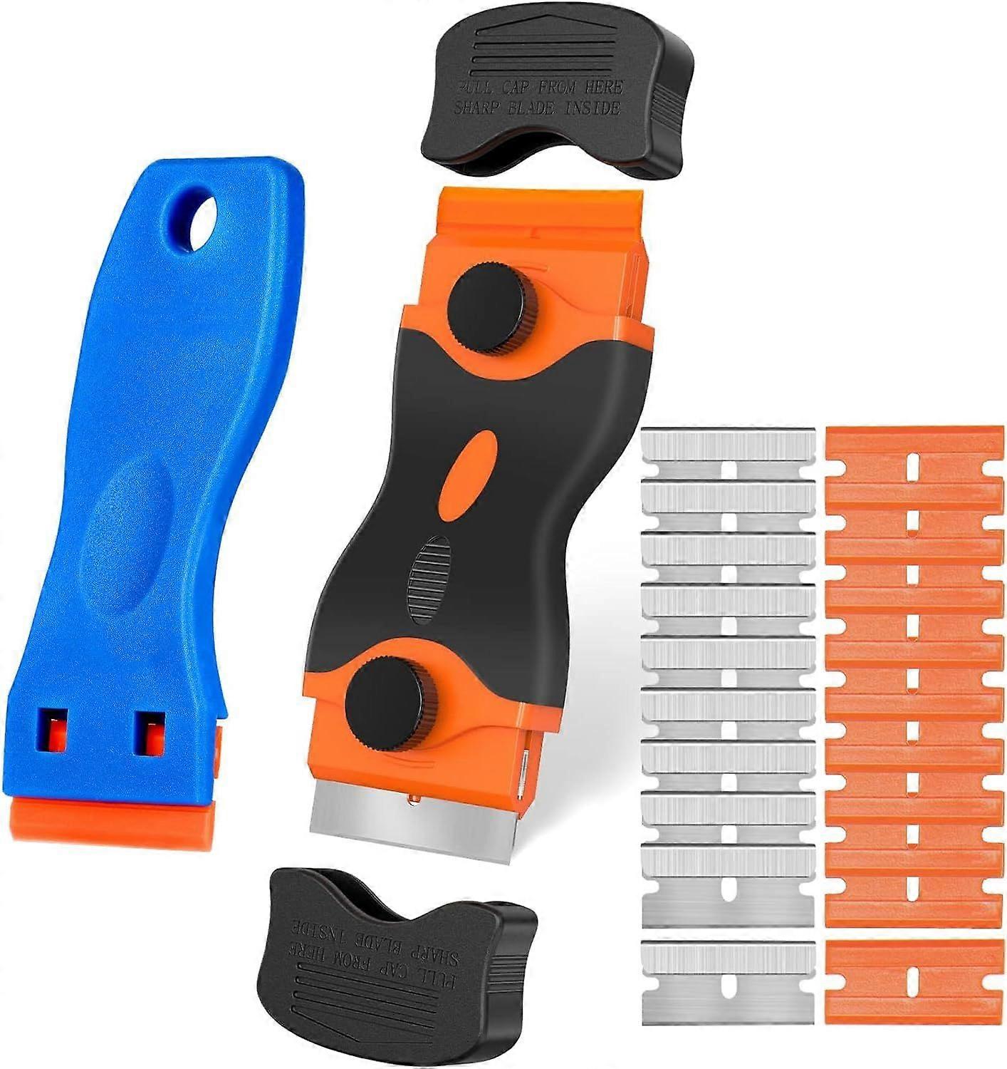 Cleaning Scraper Tool Set, 1pc Double Head Scraper + 1pc 20 Blade Scraper  Ceramic Hob Scraper/Car Film Scraper