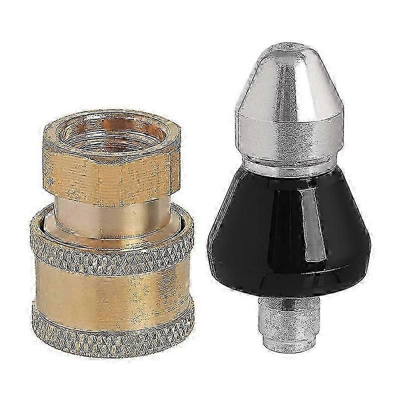 Sewer Cleaning Tool High-Pressure Nozzle, 1/4inch 1 Front 6 Rear Sewer Jetter Nozzle and Pressure Washer Adapter js