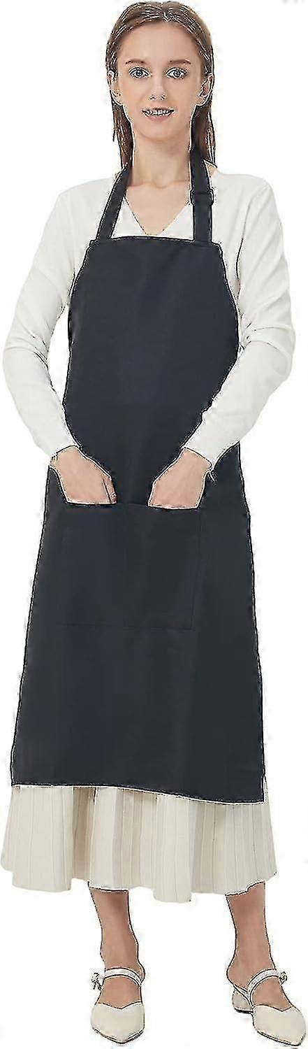 Adjustable Bib Aprons For Women With Pockets - Black Chef Apron For Cooking