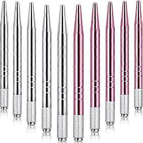 Microblading Pens 10 Piece Manual Eyebrow Pens Microblade Pen Aluminum Microblading Hand Tools Light Manual Microblade Tool Microblade Holder for Make