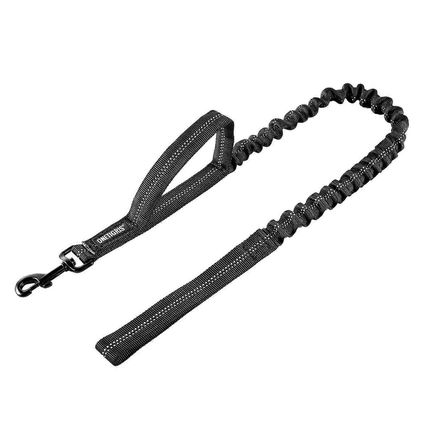 Tactical Dog Training Bungee Leash with Control Handle, Quick Release Nylon Rope, Reflective Strip, Black 6ft