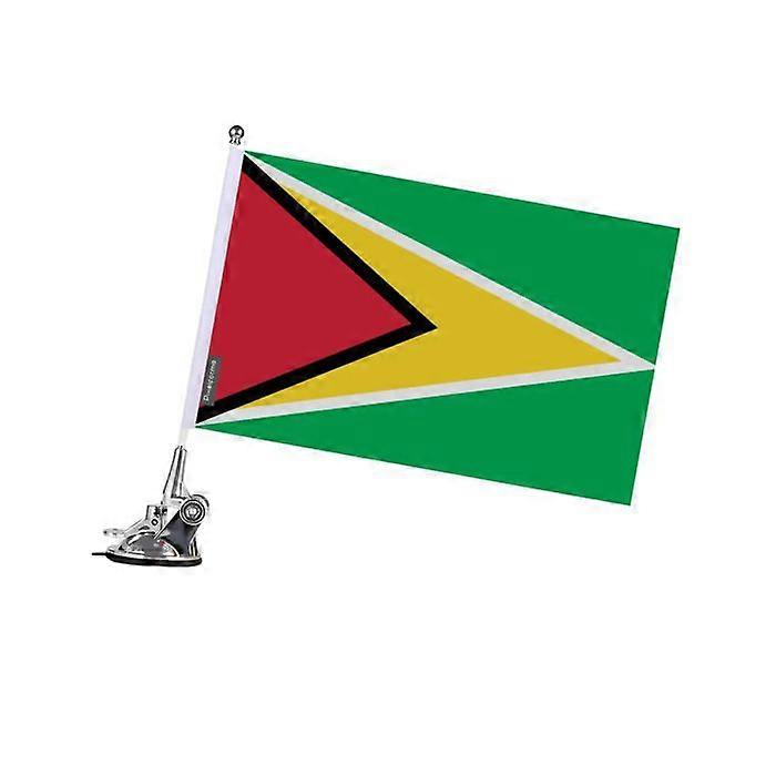 Flag - Guyana - 27 x 35 cm - Suction Cup Pole - Polyester - Double-sided Print