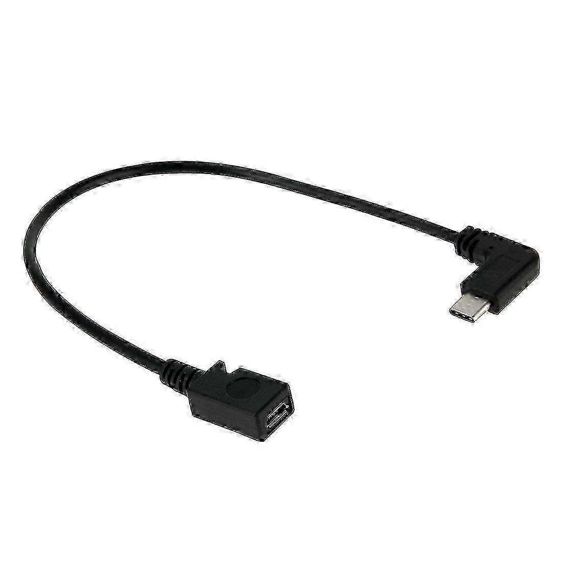 Micro USB Female to 90 Degrees Elbow Type-C Cable