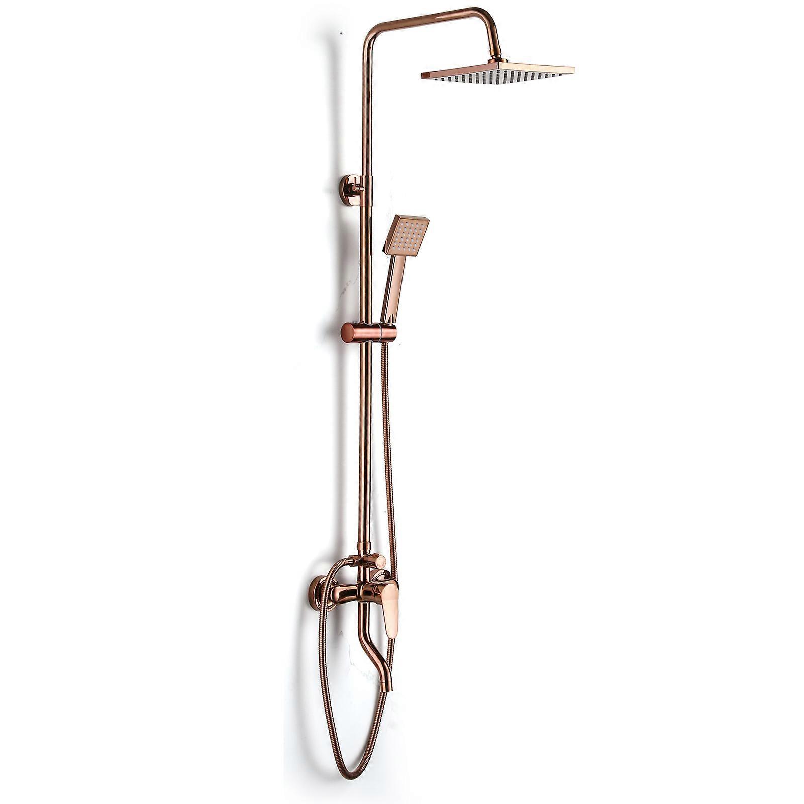 Or rose 8 "Pluie Mur Douche Robinet Set Douche à main Remplissage Mélangeur Robinet Maison Salle de bain Décor Été