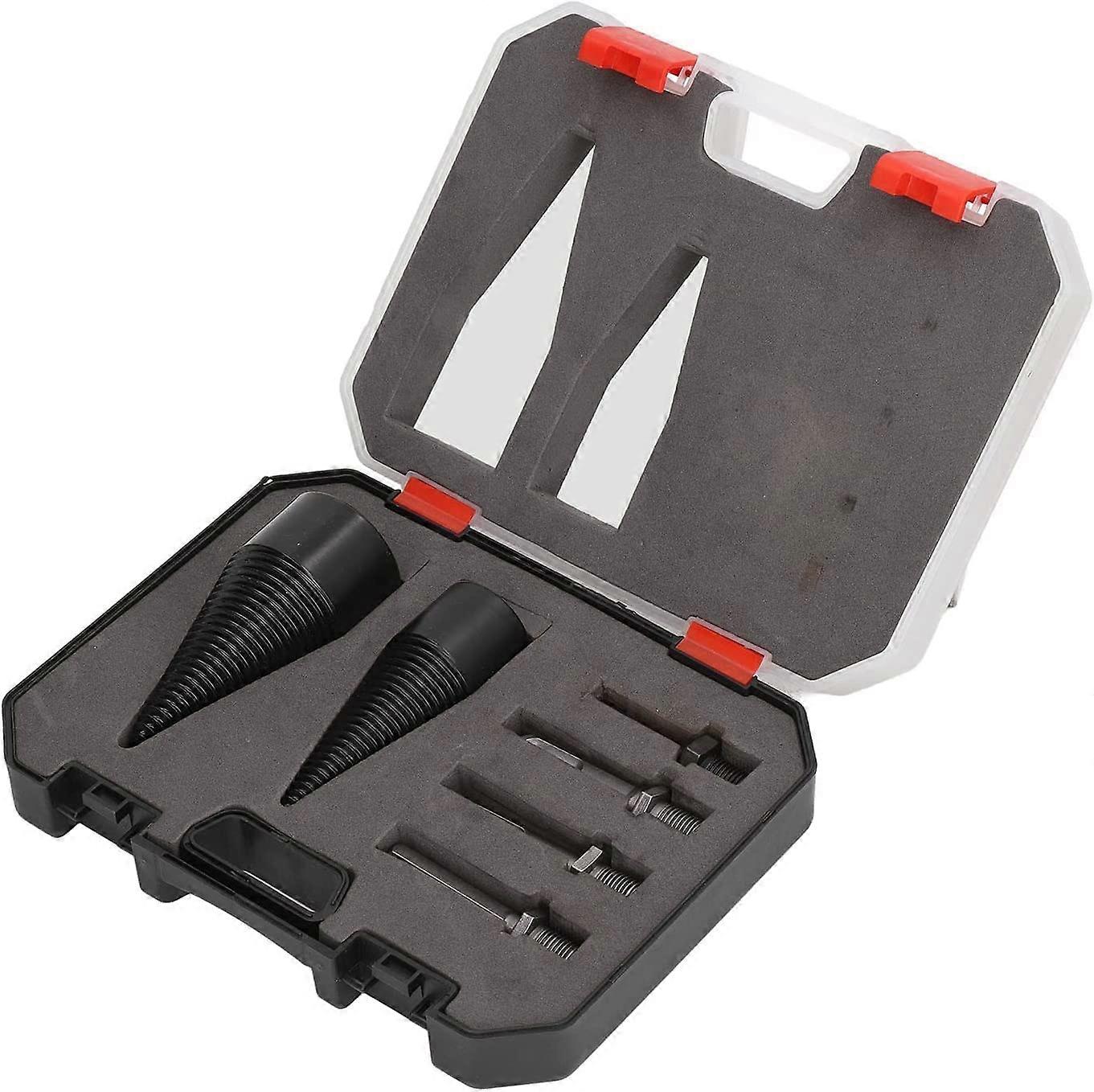 6pcs Firewood Log Splitter Drill Bit Set, Removable Cone Wood Splitter Bits 32-42mm for Electric Drill and Woodworking