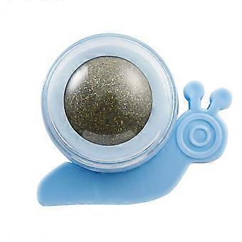 Catnip Toy for Cat Edible Balls Wall Mount Snail Shaped Base Rotatable Licking Treats Toys for Kitty Replaceable Design  Blue