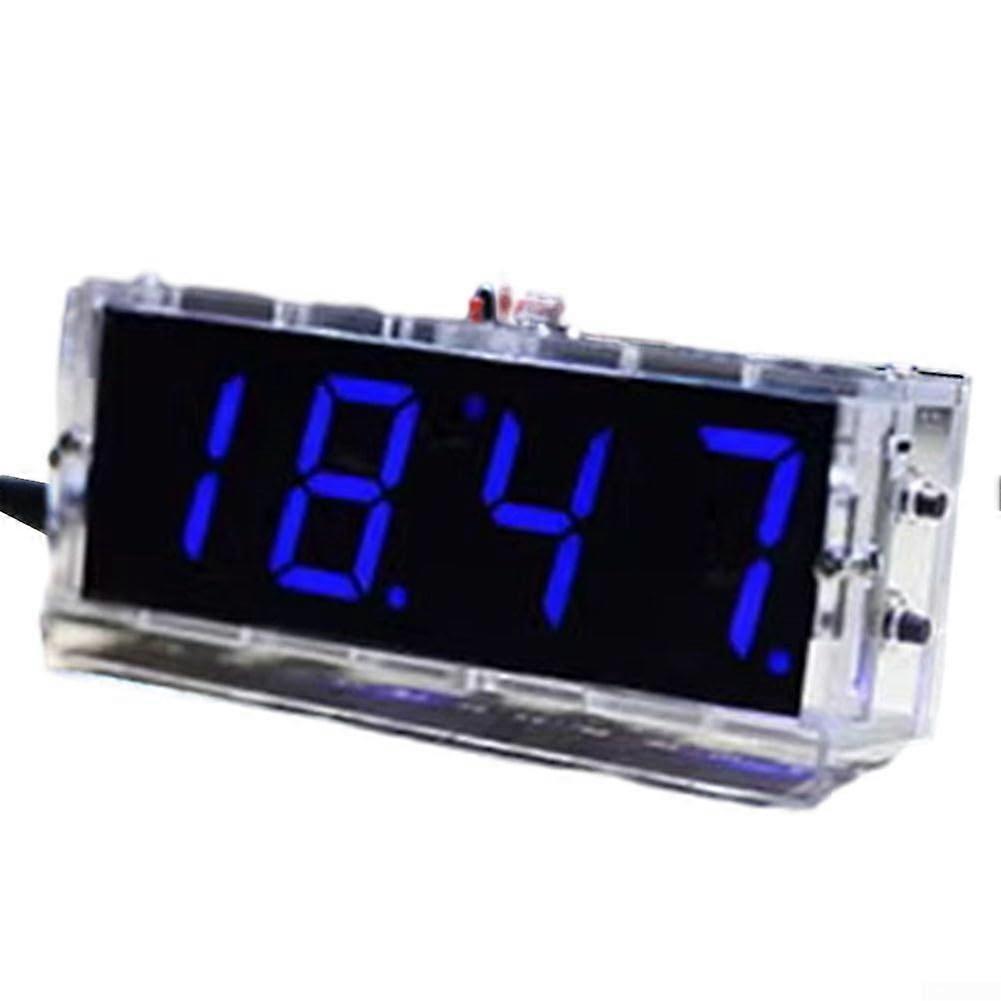 Nixie Tube Clock Kit DIY Digital LED Clock with Transparent Shell and Temperature Display in Blue Color