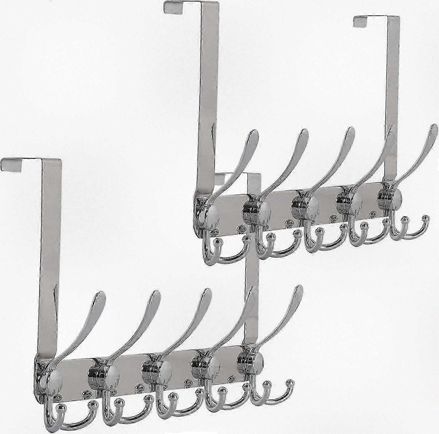 Over The Door Hooks, Heavy Duty Coat Rack Suitable for Hanging Clothes, Hats, and Towels (Set of 2)