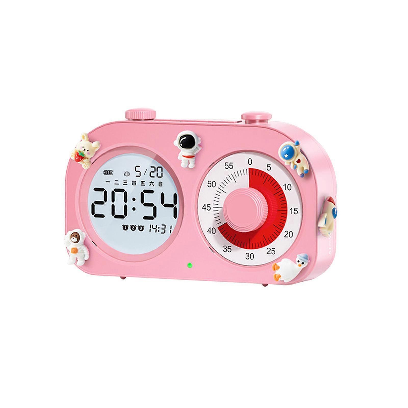 Silent Study Timer with Night Light Mode Cute Digital Alarm Clock for