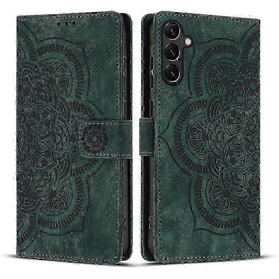 Retro Frosted Leather Phone Case with Stylish Mandala Design