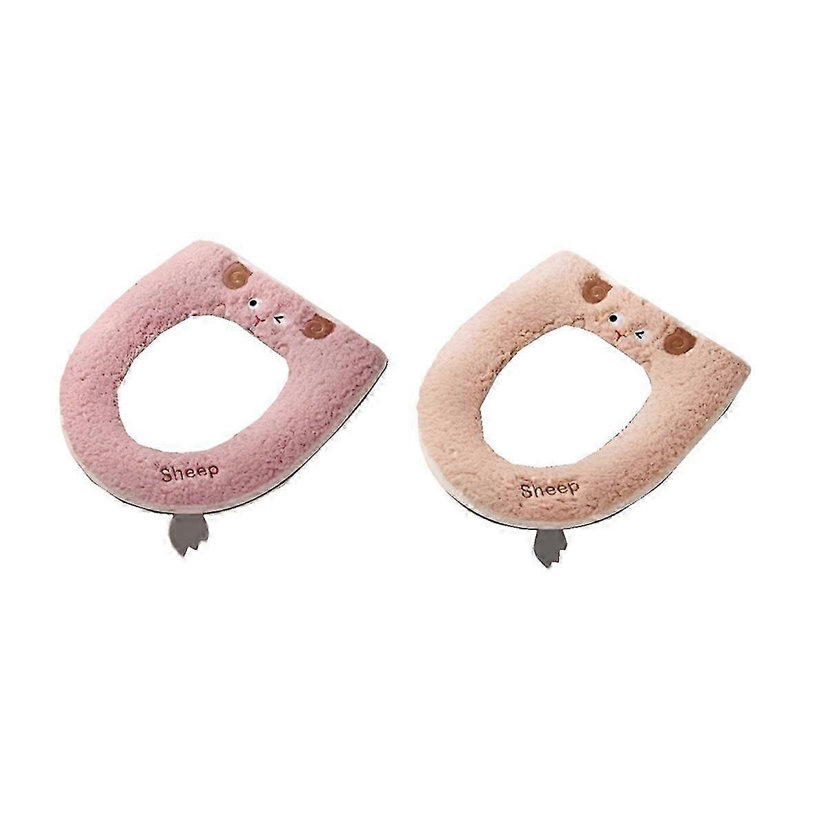 Universal Zipper Toilet Mat Cartoon Lamb Wool Toilet Seat Toilet Mat Bathroom Accessories & Light B