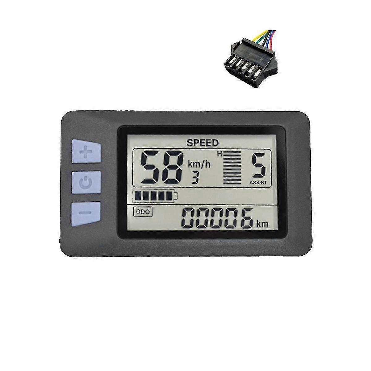 P3H LCD Display Meter Dashboard 24V-60V Electric Bike Meter Display Panel for Electric Scooter(SM Plug 5PIN)