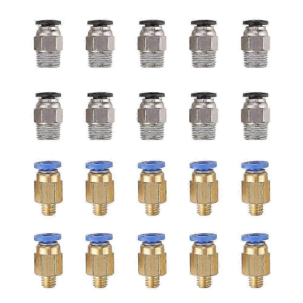 10pcs PC4-M6 & 10pcs PC4-M10 Push Pneumatic Connectors