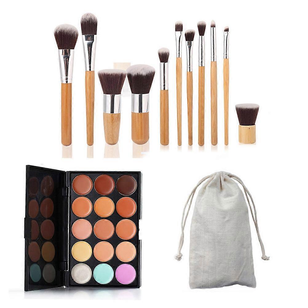 Eyeshadow Brush Set Concealer Palette Professional Salon Use Bamboo Spot Coverage 1Set