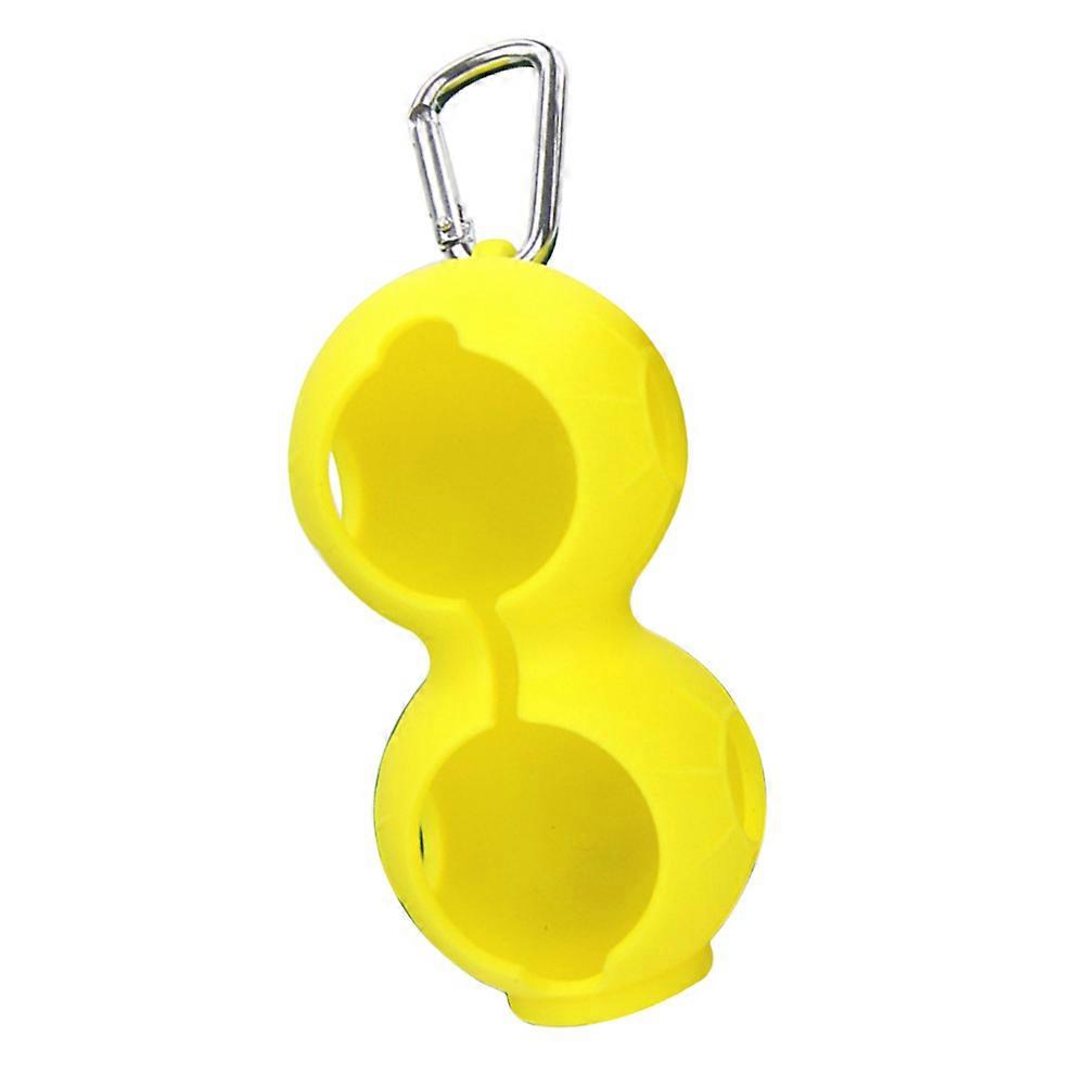 Golf Glove Holder Silicone Ball Holder Dual Ball Storage Protection Carrier with Hook Yellow Rectangular with Rounded Edges -On 1Set
