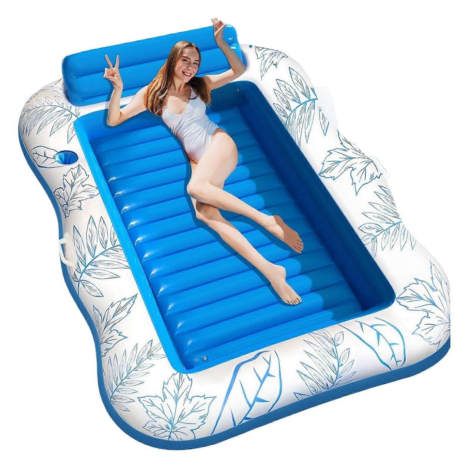 Pool Floats Inflatable Water Hammock with Cup Holder for Pool Beach Lake Blue