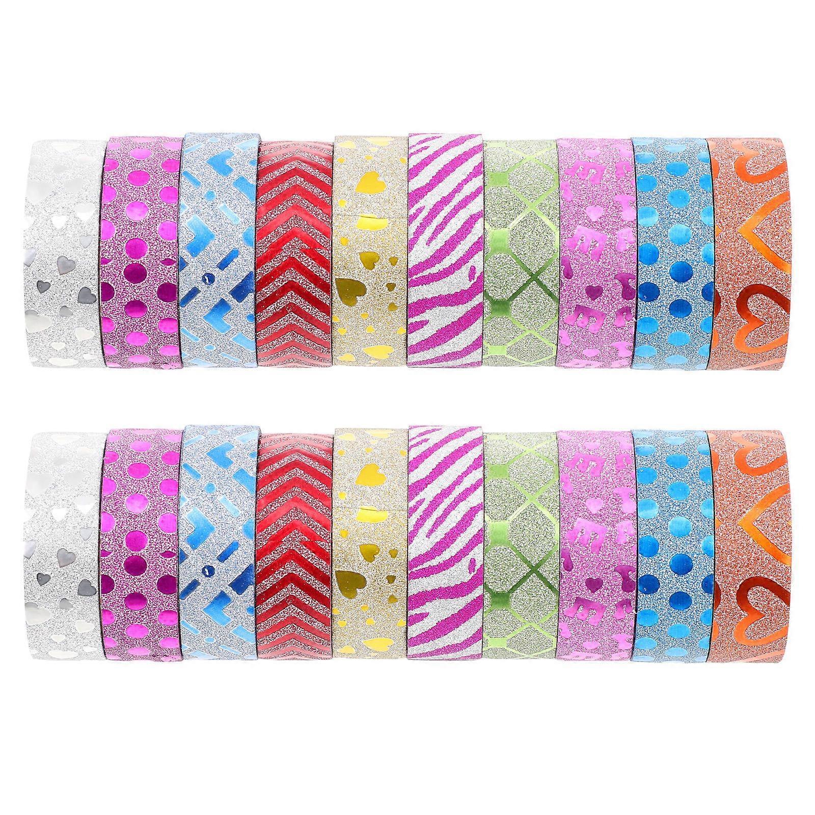Glitter Washi αυτοκόλλητες ταινίες diy αυτοκόλλητα λευκωμάτων ταινιών ποικιλίας χρώματος 30X1.5CM διακοσμητικά 20Pcs