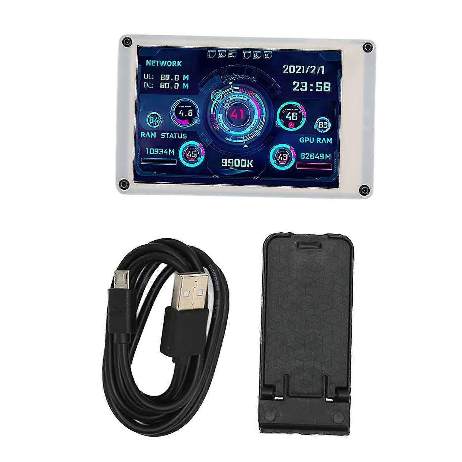 3,5-Zoll-IPS-dimmbarer Theme-Editor-Computertemperaturmonitor mit automatischer Abschaltung und Dual-USB-Anschluss für die PC-CPU-Datenüberwachung für die GPU-RAM-Zeit