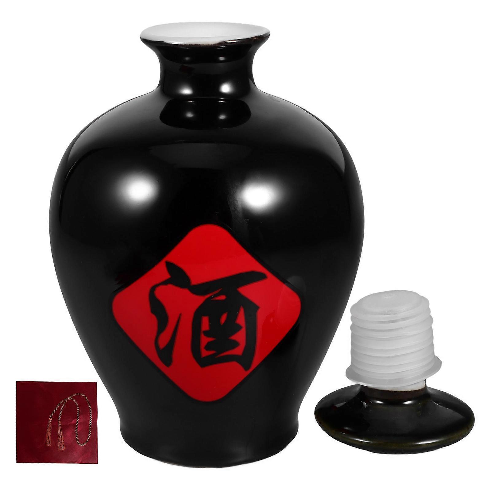 Ceramic Wine Jar Unique Shape For Restaurant Use Preserves Freshness Traditional Wine Container 1Set