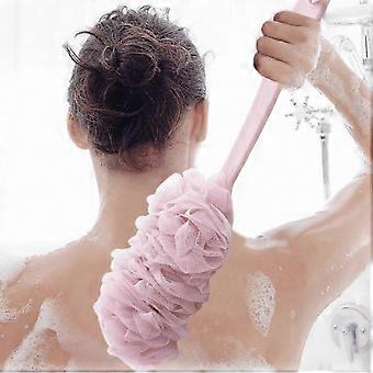3 Pack luffah rug schrobber voor douche, lange handgreep achter doucheborstel, zachte nylon mesh rug reiniger wasmachine, badborstel voor vrouwen mannen