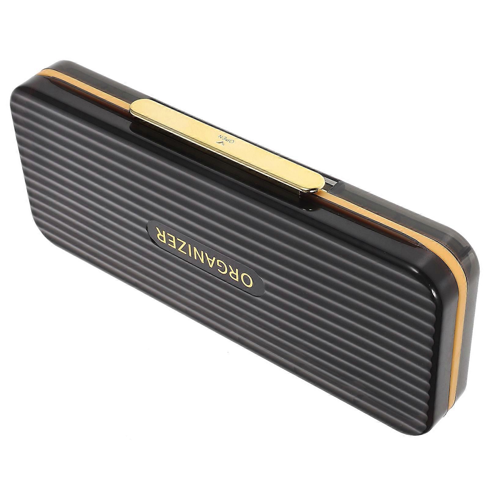 Multi-Grid Pill Organizer Rectangular Simple Design Elderly Friendly Travel Pill Case ABS Material Portable Removable Design 1Pack