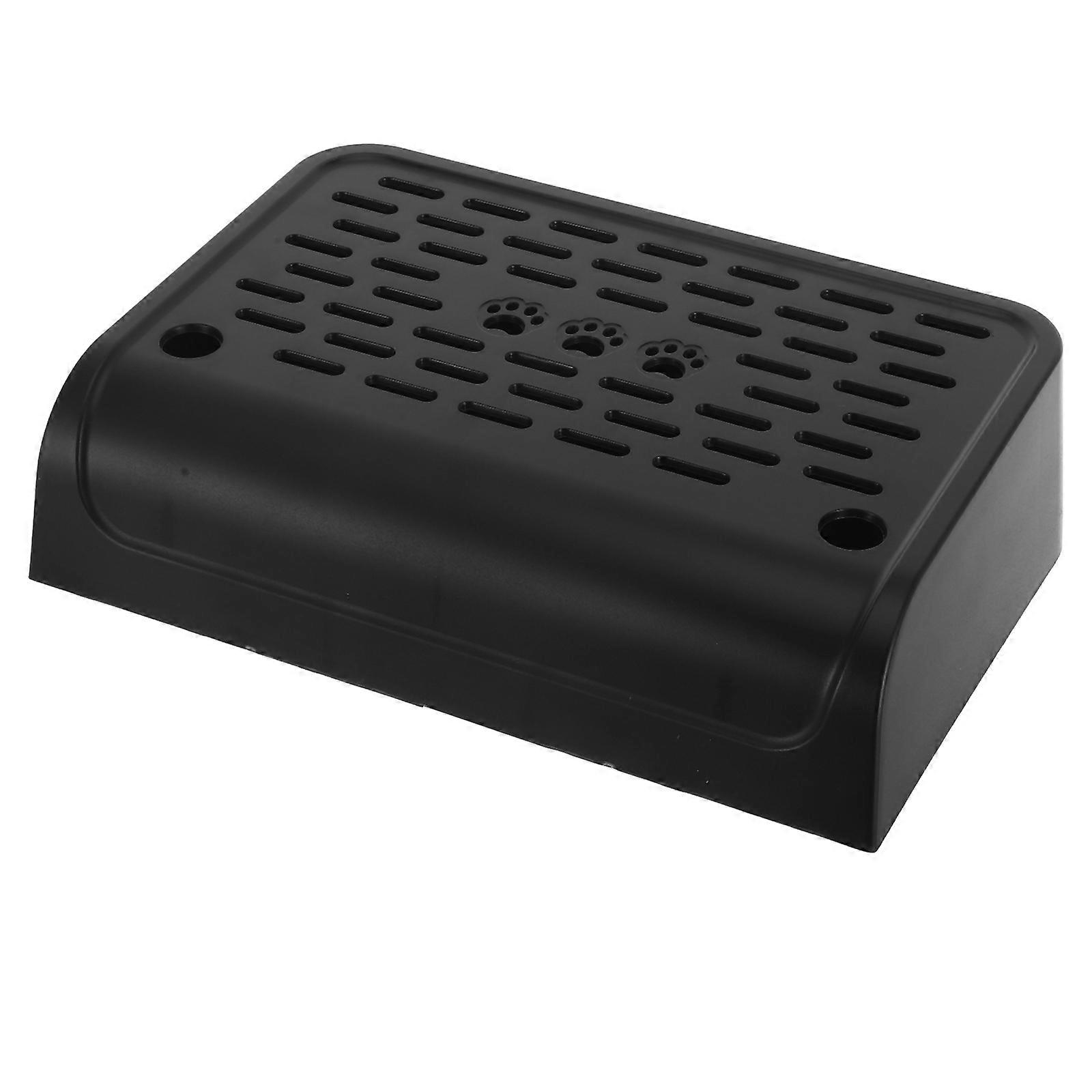 Litter Box Ramp for Cats Black Plastic Elevated Cat Steps with Filter Function Minimizes Mess 12.2X8.3X3.3in 1Pack