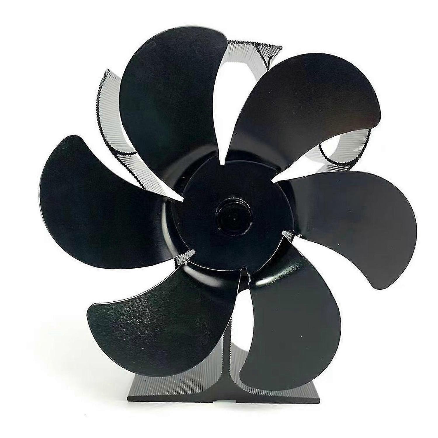 מאוורר אח מאוורר חם אלומיניום שחור עמיד ושקט הפחתת רעשים מאוורר 6 להבים 17 x 9 x 15 ס"מ